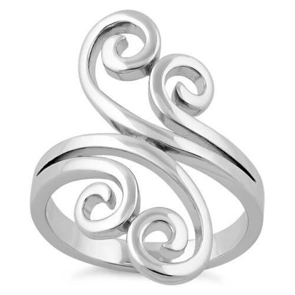 Sterling Silver Split Swirl Ring Womens Casual Statement Jewelry New - Picture 2 of 7